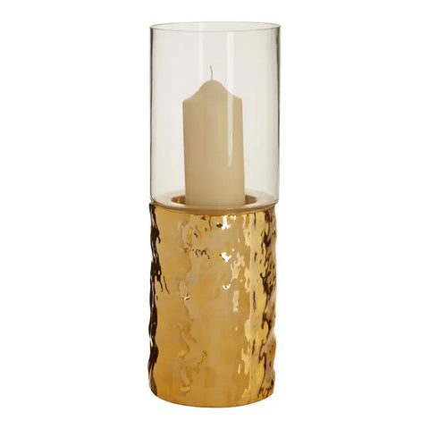 Martele Small Pillar Gold Candle Holder