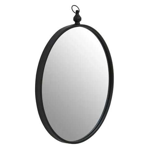 Avento Black Wall Mirror With Circular Hook