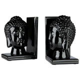 Piper Buddha Head Black Bookends - Set of 2