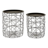 Hege Set Of 2 Black Wire Basket Tables