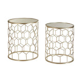 Set Of Two Arcana Honeycomb Side Tables.