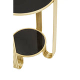 Jolie Round End Table with Black Mirror And Gold Frame