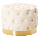 Loretta Stone Velvet Stool With Matte Gold Finish Base