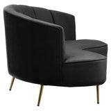 Hasna Three Seat Black Velvet Sofa