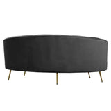 Hasna Three Seat Black Velvet Sofa