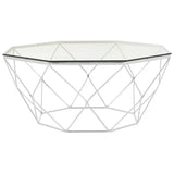 Allure Hexagon Tempered Glass Chrome Coffee Table