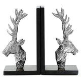 Kinsley Set of 2 Stag Bookends with Marble Base