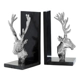 Kinsley Set of 2 Stag Bookends with Marble Base