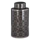 Daria Black and Silver Finish Small Ceramic Jar