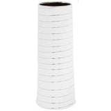 Haldis Large White Silver Stripe Ceramic Vase