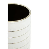 Haldis Large White Silver Stripe Ceramic Vase