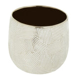 Honna Large White Silver Ceramic Planter