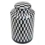 Marlo Small Black and White Geometric Print Ceramic Jar