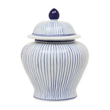 Damson Large White And Blue Ceramic Jar