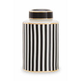 Doria Small Black And White Stripes Ceramic Jar