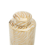 Doria Small White And Gold Finish Ceramic Jar