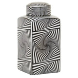 Doria Small Black And White Ceramic Jar