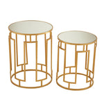 Avantis Set Of 2 Mirrored Top Round Side Tables