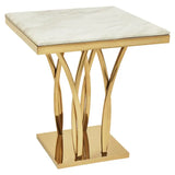 Arenza White Marble And Gold Side Table