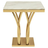 Arenza White Marble And Gold Side Table