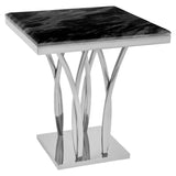 Arenza Black Marble And Silver Side Table