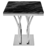 Arenza Black Marble And Silver Side Table