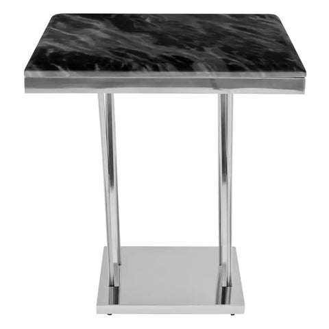 Arenza Black Marble And Silver Side Table