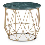 Mandoli Green Side Table With Gold Frame