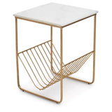 Mandoli White Marble Rack Side Table