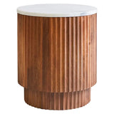 Torcino Mango Wood Carved Design Marble Top Side Table