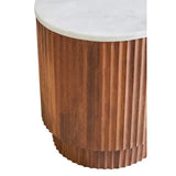 Torcino Mango Wood Carved Design Marble Top Side Table