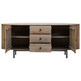 Torello Three Drawer Grey Mango Wood Sideboard