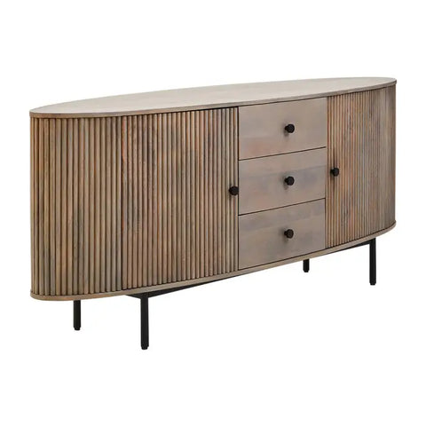 Torello Three Drawer Grey Mango Wood Sideboard