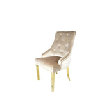 G-Roma Mink Chair Lion Knocker/Gold Legs