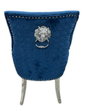 Roma Blue Chair Lion Knocker/Chrome Legs