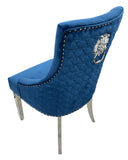 Roma Blue Chair Lion Knocker/Chrome Legs