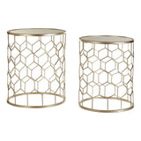 Set Of Two Arcana Honeycomb Side Tables.